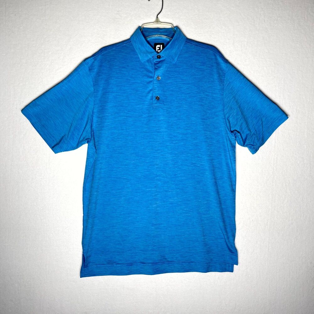 FootJoy‎ Heathered Blue Golf Performance Polo Embroidered Mens Size M